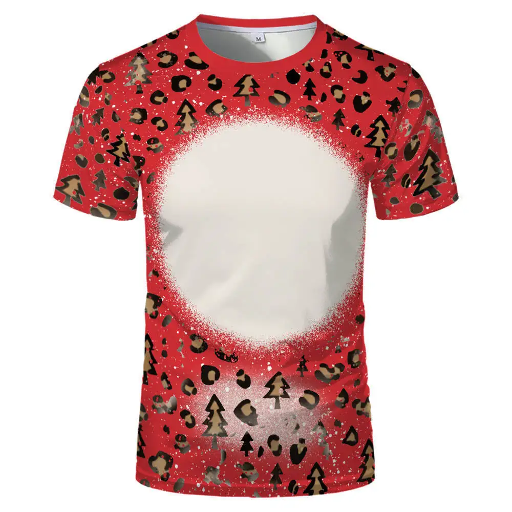 Sublimation Tie Dye Blank Polyester Tee Tops Heat Transfer Blanks T-shirt Round Neck Short Sleeve For DIY Custom Logo