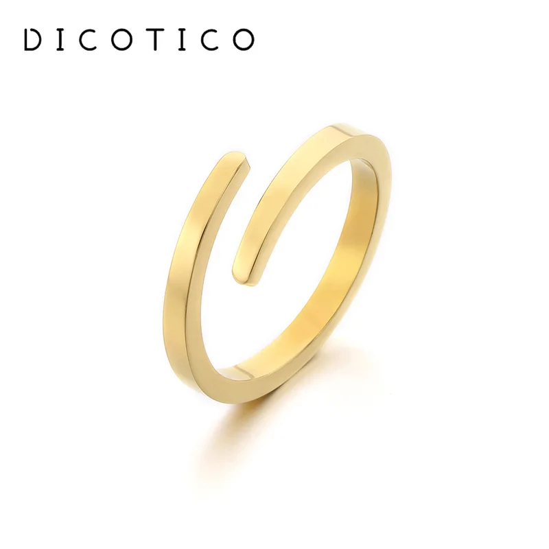 Trendy Open Stainless Steel Rings For Women Stylish Simple Shiny Gold Silver Color Wedding Party Jewelry Birthday Gifts