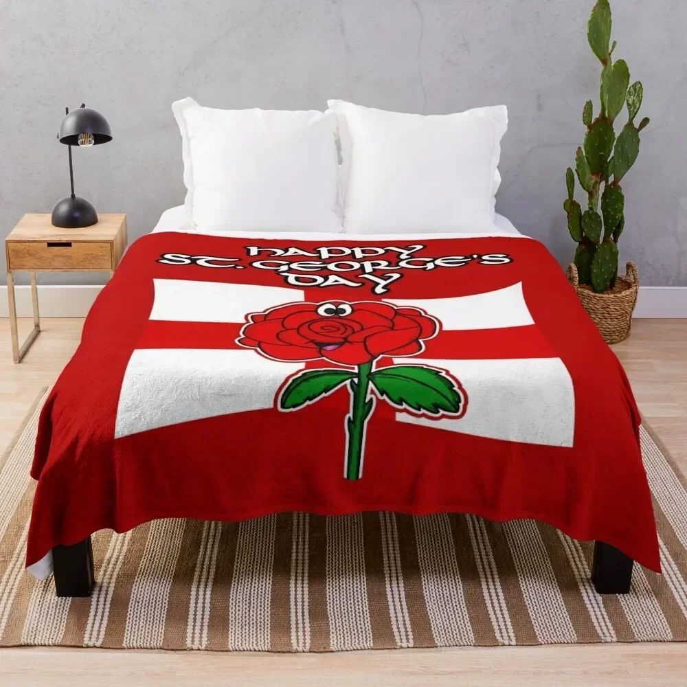 Happy St. George's Day Rose England English Flag Throw Blanket wednesday anime Blankets For Bed blankets and throws Blankets