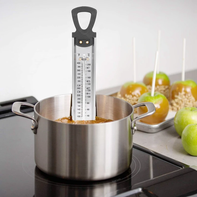 Candy/Jelly/Deep Fry Thermometer, Stainless Steel, With Pot Clip Attachment And Quick Reference Temperature Guide