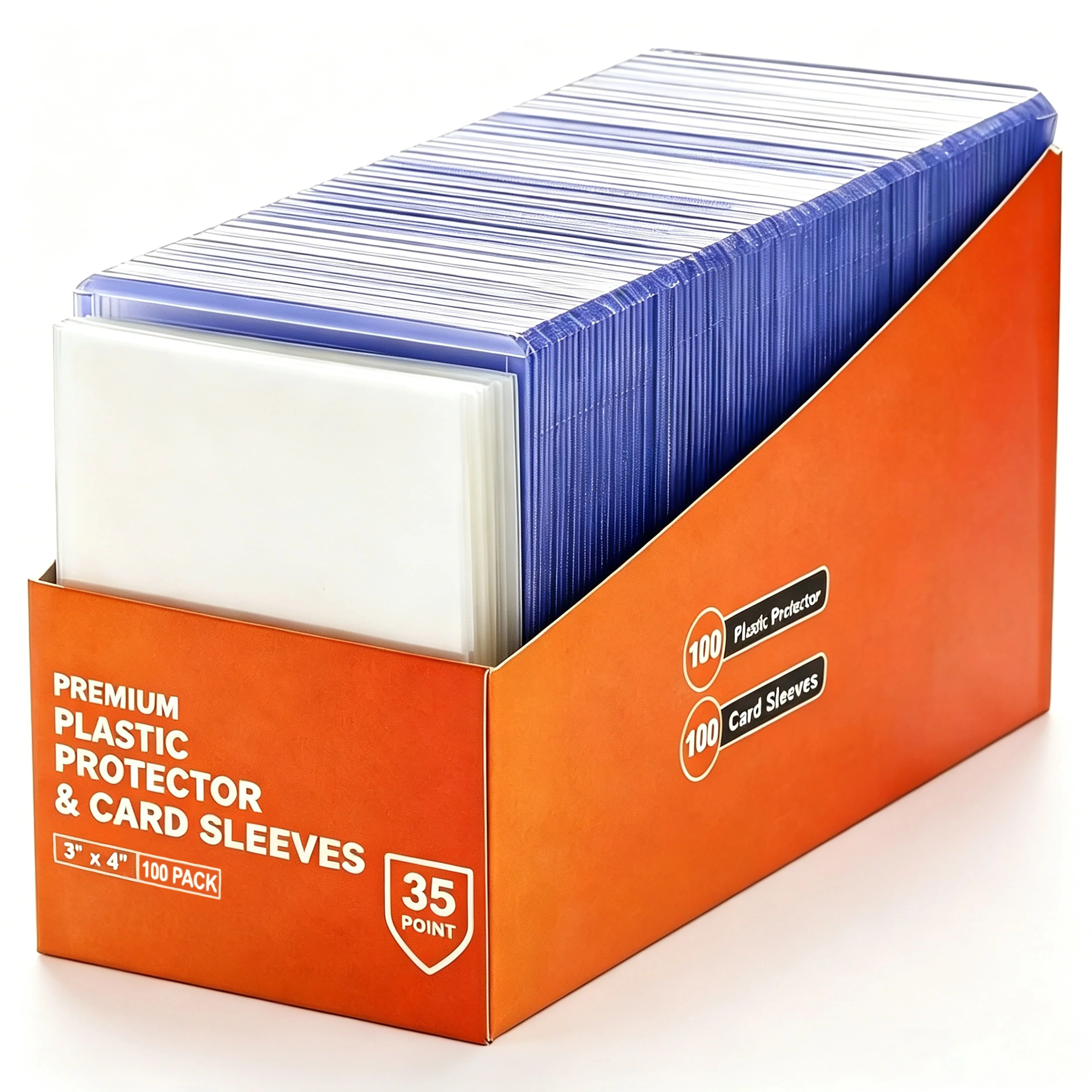 

100/200/500Pcs 3×4 Inch Hard Card Protector, Baseball Football Game Trading Card Holder with 100 Hard Sleeves & 100 Plastic Card