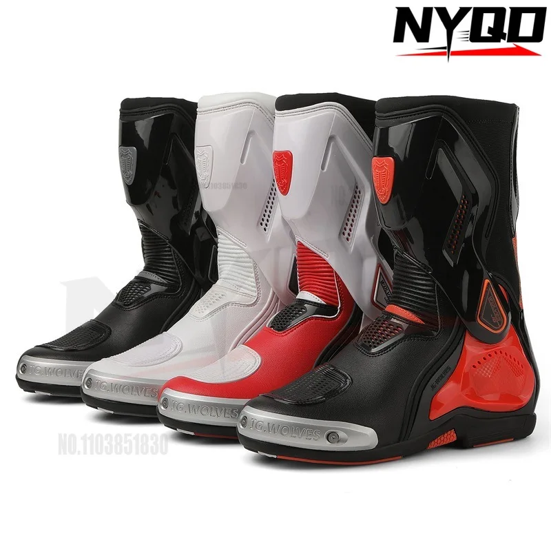 NEW Motorcycle Boots Motorcycle Track Riding Shoes Thickened Nanofiber Upper Rubber Anti Slip Outsole Breathable Mesh