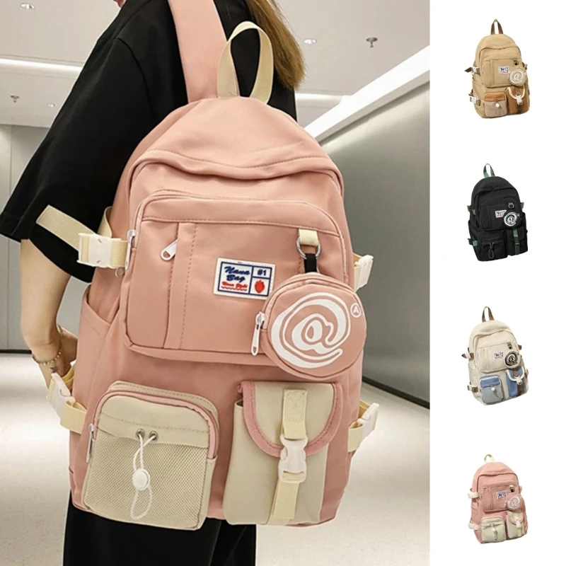 Fashion Nylon Women Backpack Multi-Pocket Student Rucksack Female Travel Book Bag Schoolbag for Teenage Girl Boys