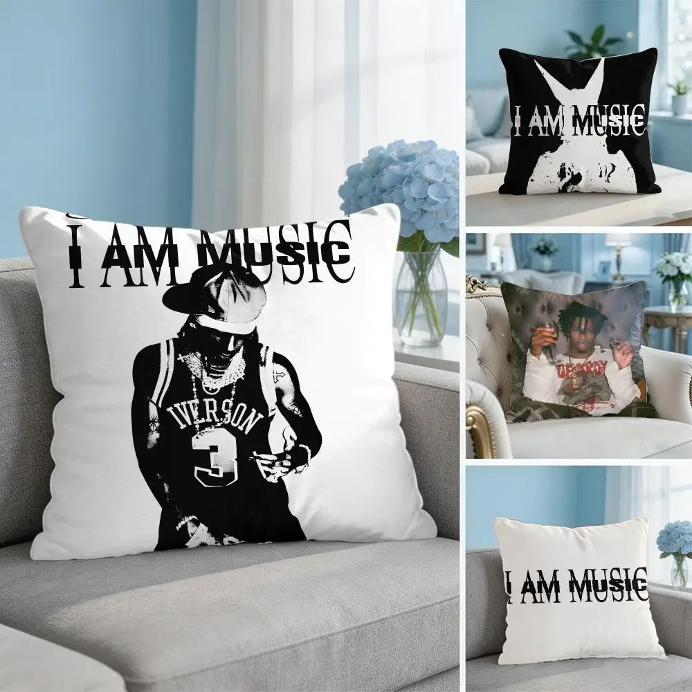 Rapper P-Playboi Carti Music Cushion Cover Soft Short Plush Throw Pillow Cover Hidden Zipper Cutecore Sofa Bedroom Home Decor