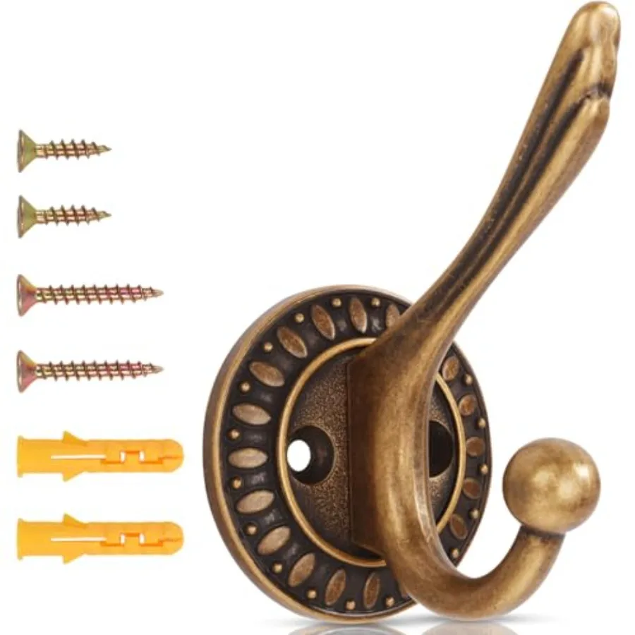 

Heavy Duty Wall Hooks 6 Pack Rustic Coat Hooks for Hanging CoatsRobes Bags Hats Wall Mounted with Includes Two Types of Install