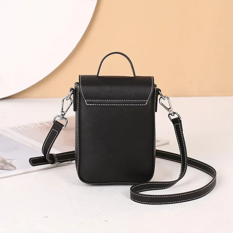 Ladies' Summer Cowhide Leather Small Phone Bag,Women's Messenger Crossbody Purse Portable Shoulder Bag for Shopping and Travel