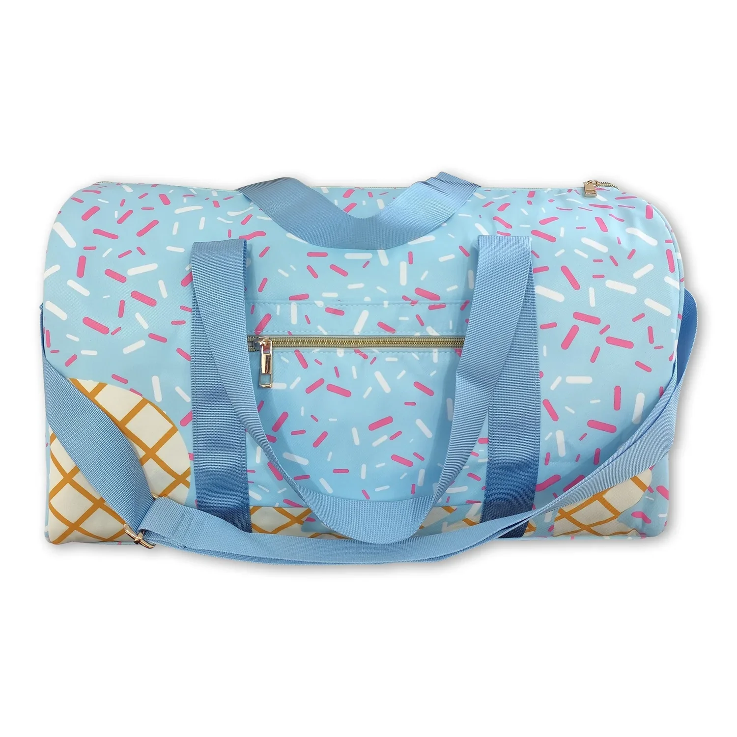 

Light blue straps sprinkle duffel bag