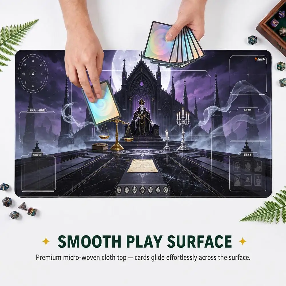 60X35cm Gothic Church Dark Judge Desk mat Zoned Play Mat Non-Slip Rubber Base Stitched Edges For TCG Card Game