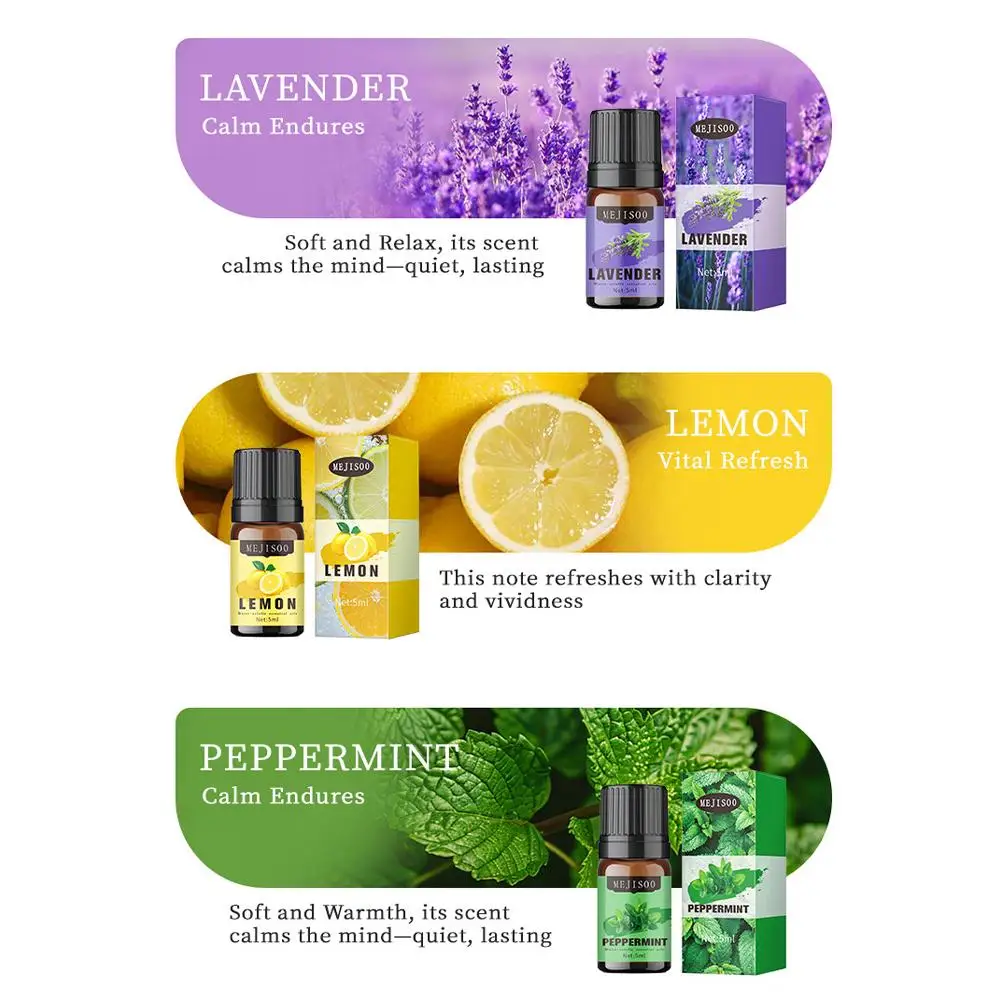 5 مللي الزيوت العطرية الطبيعية شجرة إكليل الجبل شجرة الشاي الليمون الخزامى عشب الليمون الأوكالبتوس النعناع زيت عطر البرتقال الحلو