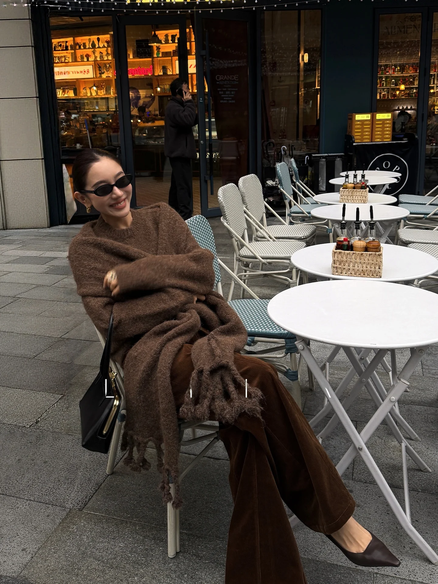 

Женский вязаный свитер LiHuiEr LuoDu Fireplace коричневого цвета, свободного кроя, из шерстяной смеси, с длинными рукавами и круглым вырезом, комфортный топ