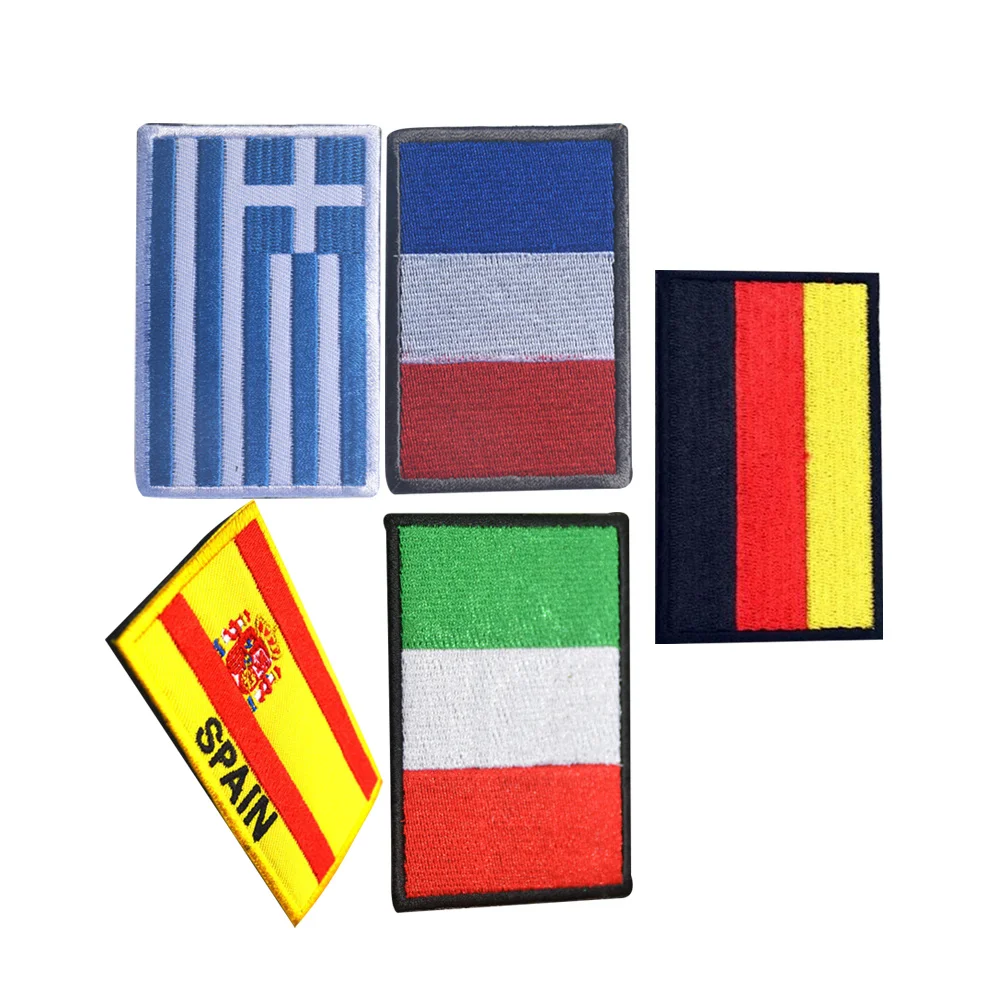 

5pcs Sports Badge Embroidery Patches National Flag Design Iron-On Cloth For Armband Jacket Shoes Bag Hat Diy Decoration