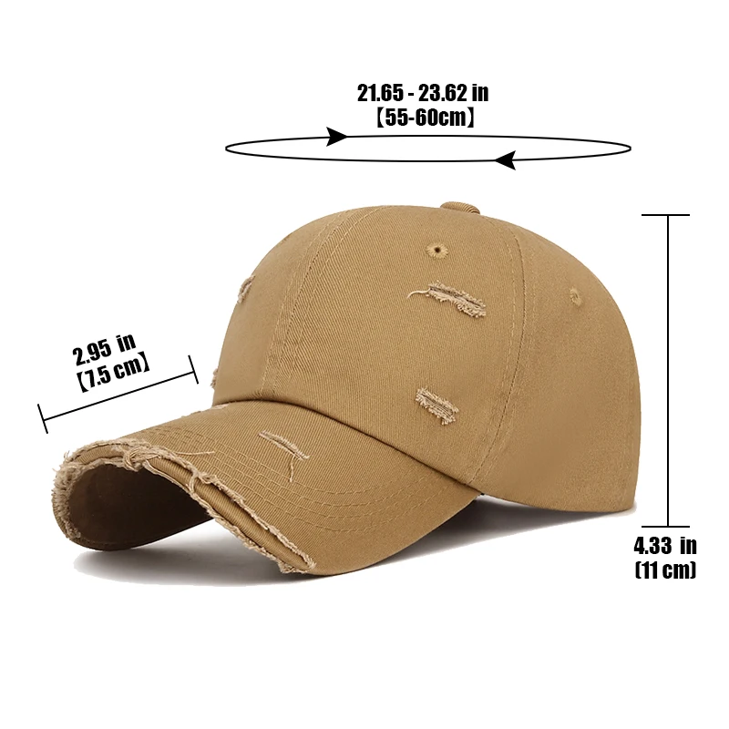 New Fashion Unisex Distressed Design Style Solid Color Cotton Baseball Cap Trucker Hat