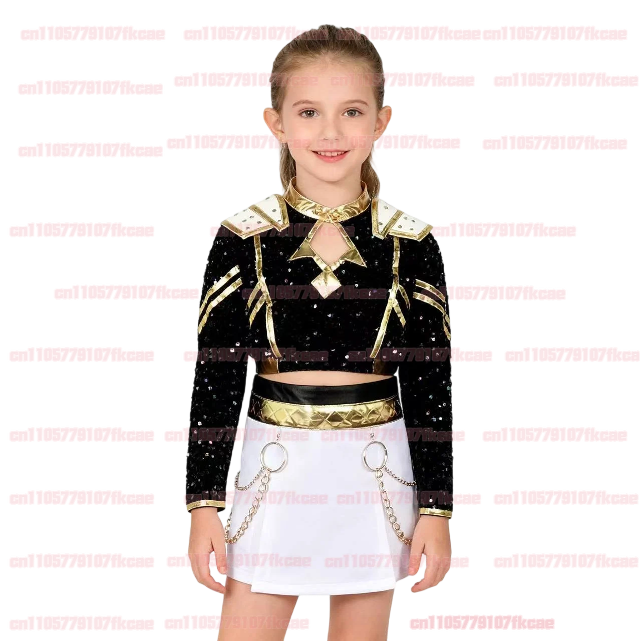 Crianças k-pop demônio caçadores cosplay traje conjunto rumi mira zoey branco uniformes de palco anime halloween jaqueta feminina colete shorts terno