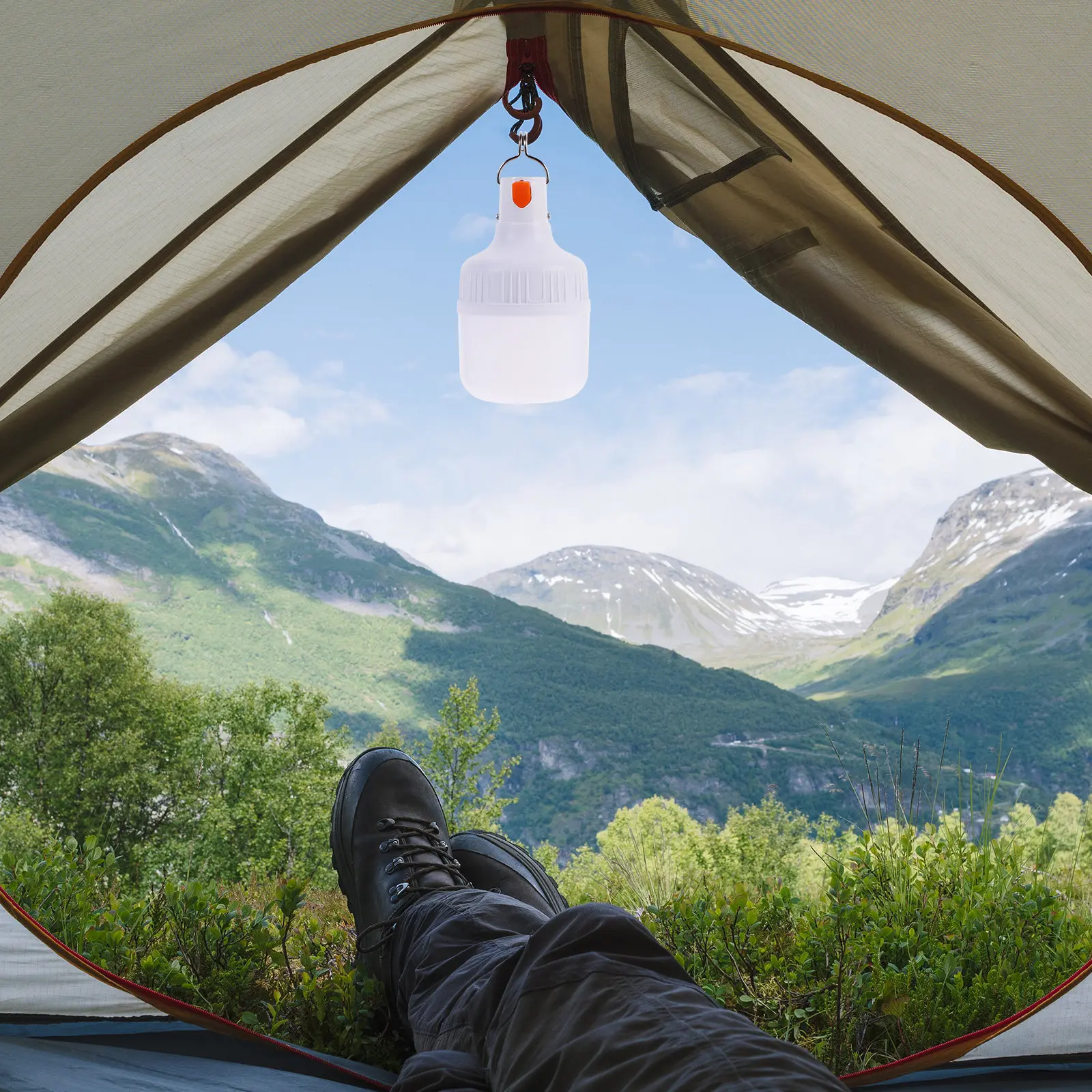 

20-ваттная водонепроницаемая перезаряжаемая светодиодная лампа с питанием от USB, портативный светильник для кемпинга, аварийный фонарь для походов, рыбалки, с крючком для подвешивания