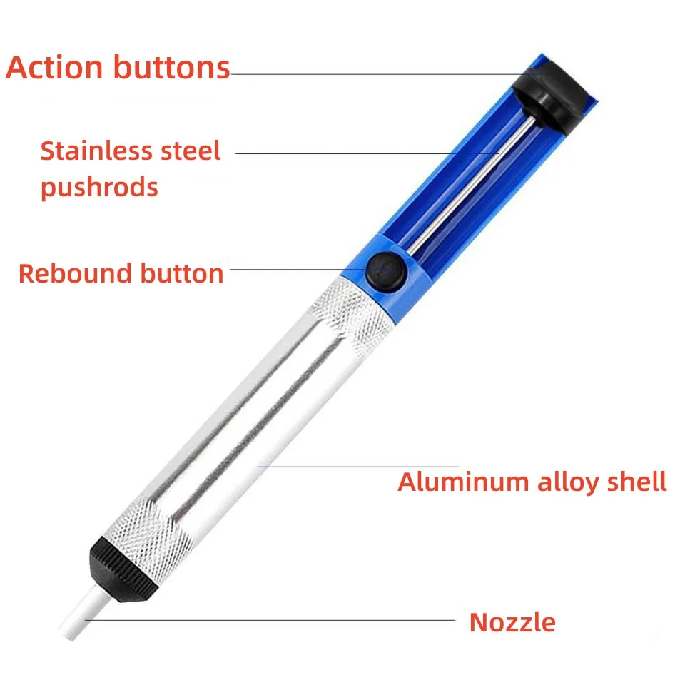 5pcs Aluminium Desoldering Suction Pump Set Solder Removal Vacuum Tool Suction Tin Pen Desolder Hand Welding Tools Kit