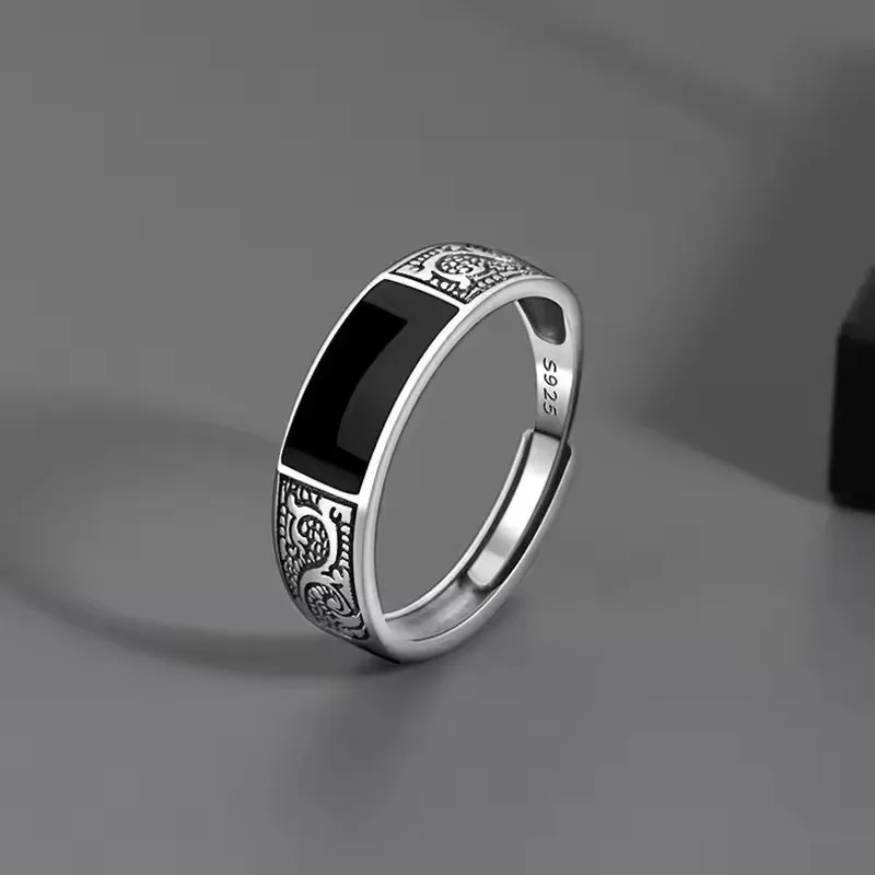 Women's 925 Sterling Silver Mask Ring, Vintage Punk Style