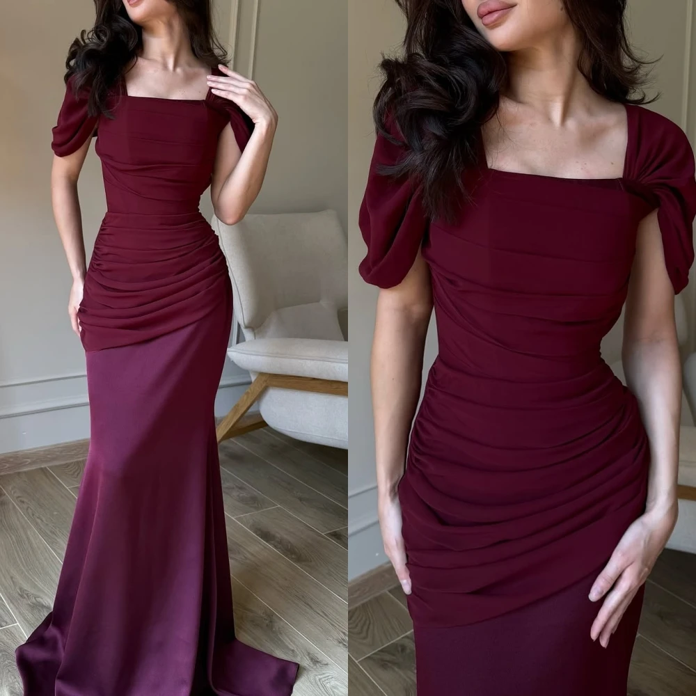 Maßgeschneiderte Meerjungfrau mit quadratischem Kragen, elegantes formelles Abendkleid, modisches Temperament, Partykleider, hochwertiges, zartes Abendkleid