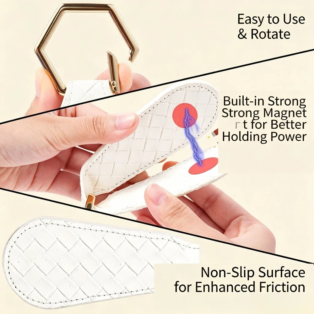 Magnetic Hat Clip for Travel,PU Leather Weave Hat Holder Portable Hat Keeper for Wide Brim Sun Hat Handbag Backpack Outdoor Trip