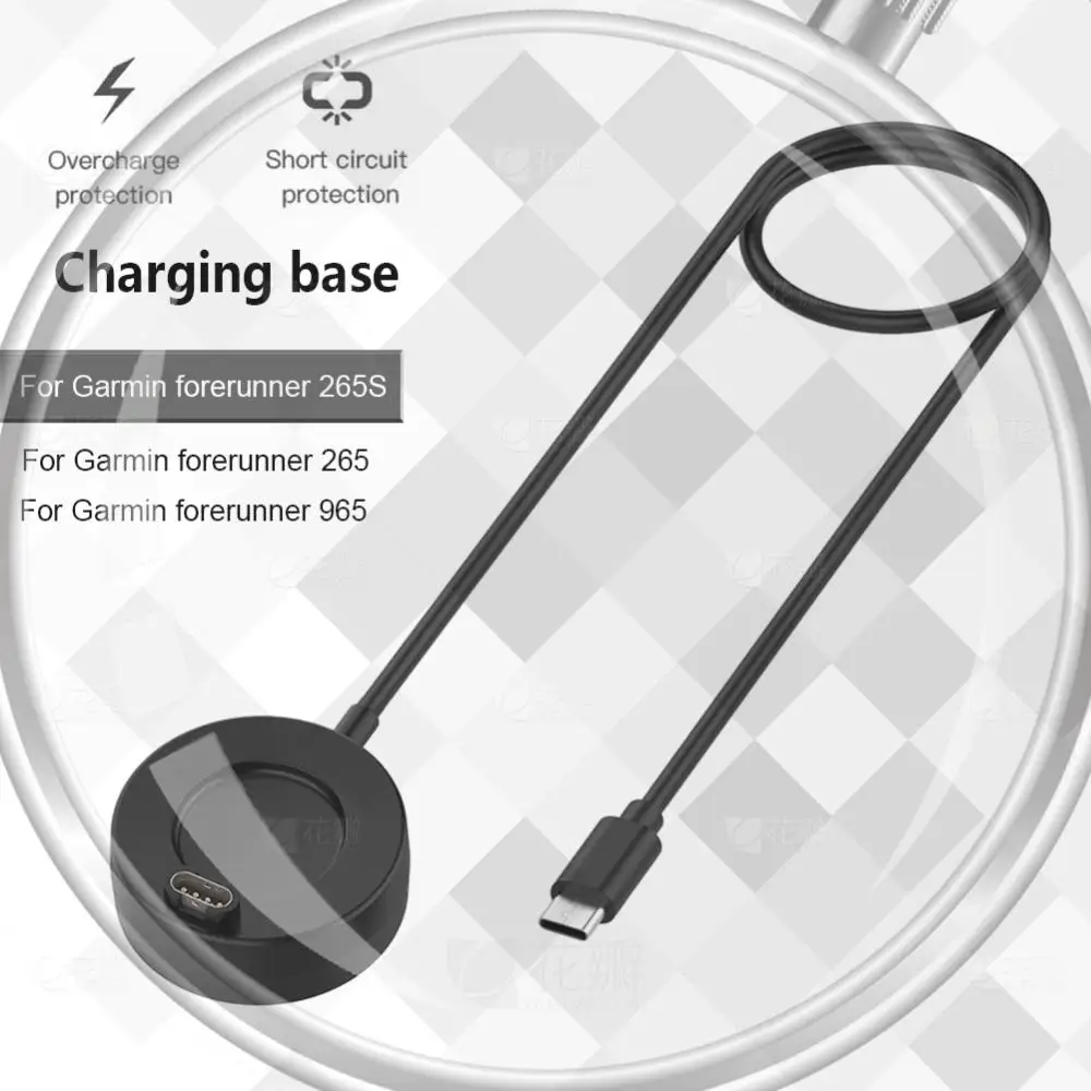 

Зарядная база для смарт-браслета, универсальная зарядная док-станция USB, интерфейс Type-C, кабель 1 м, замена для Garmin Forerunner 265 265S 965