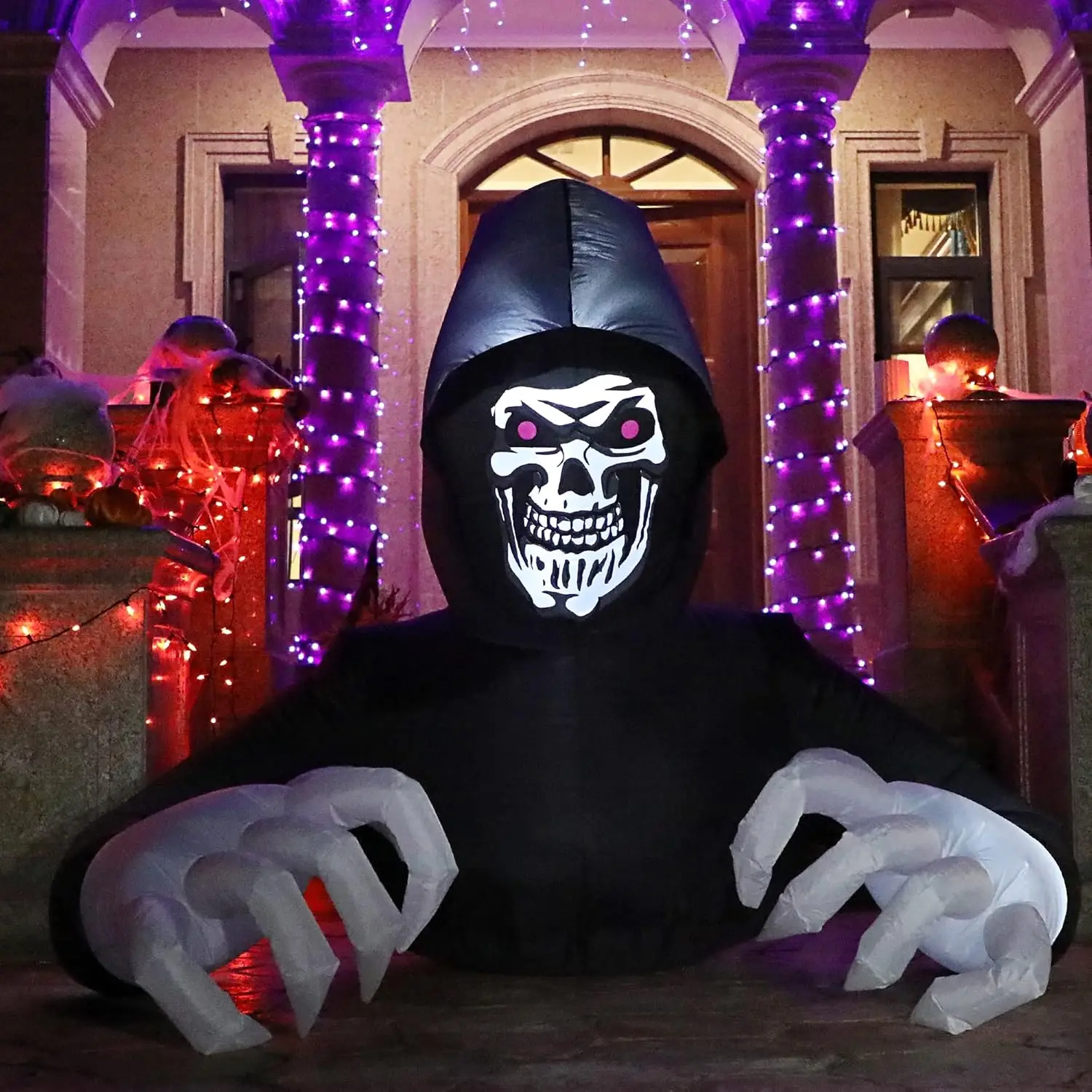 5 Ft Halloween Inflatable Decoration Grim Reaper Spooky Ghost with LED Lights for Outdoor Garden Yard Lawn