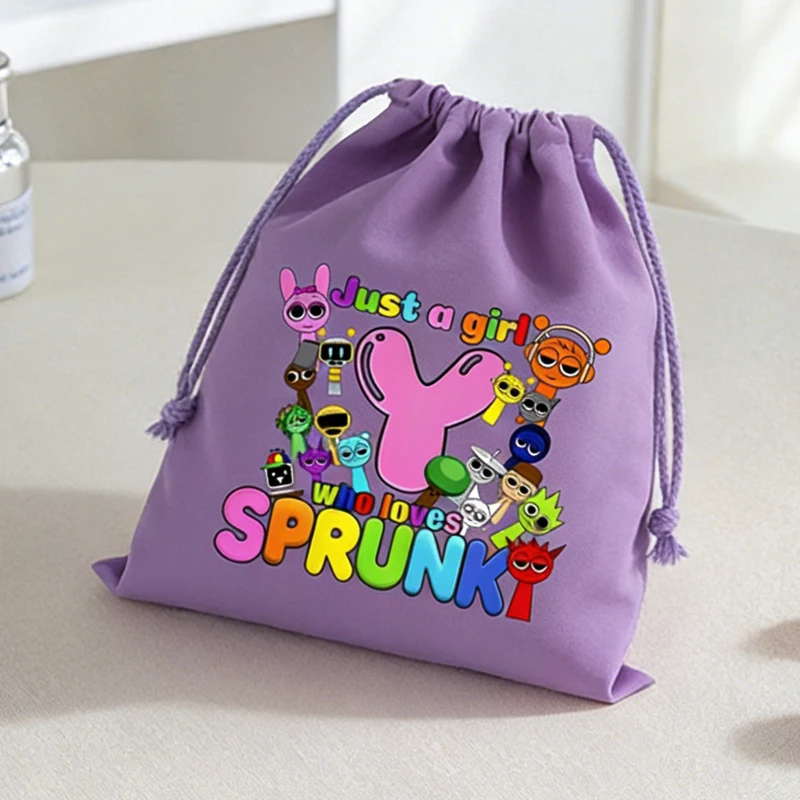 Game Cartoon Storage Drawstring Bag Sprunki Letter A-Z Kids Birthday Gift Bags Coin Key Pouch Party Candy Package Girl Favors