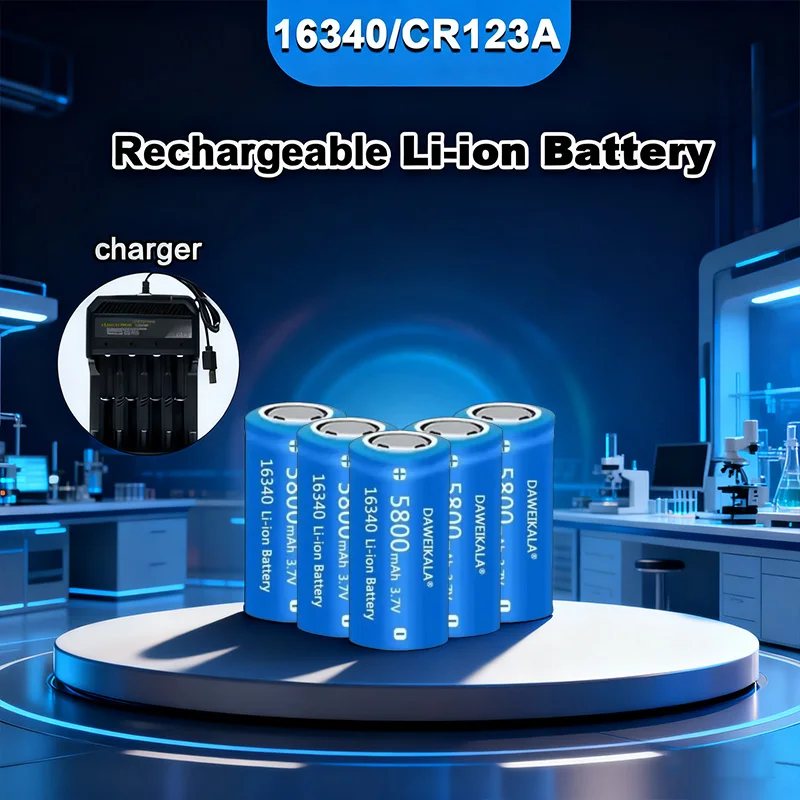 

High Capacity 5800mAh 16340 Li-ion Battery 3.7V - Rechargeable CR123A Substitute for Flashlight/Laser