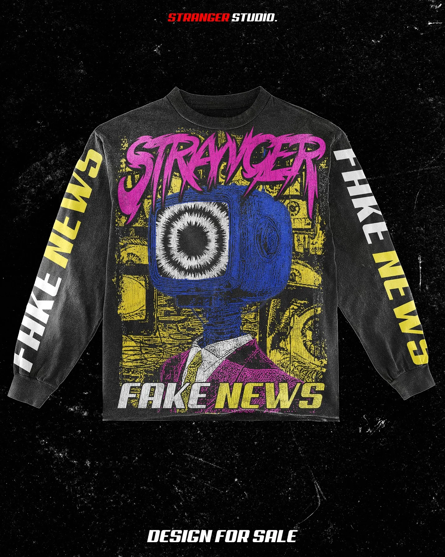 

Fake News Black Graphic T Shirts Y2K Streetwear Men Oversized T Shirt Retro Harajuku Crew Neck Cotton Long Sleeve Tops