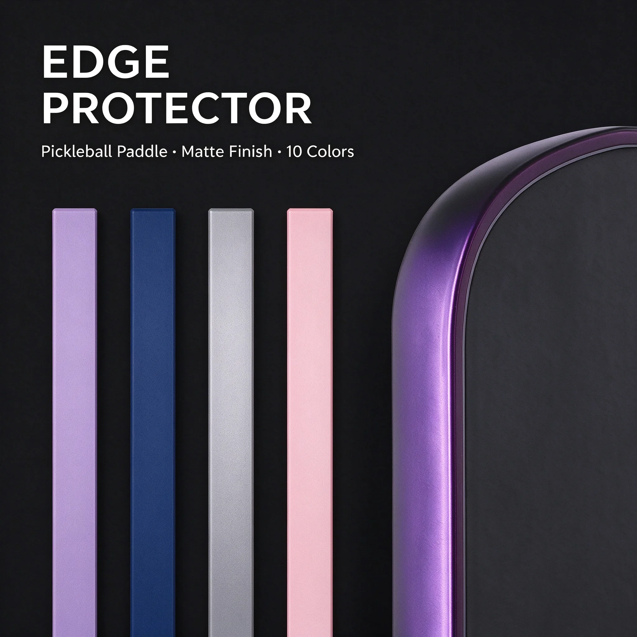 Pickleball Paddle Edge Protector, Self-Adhesive Full Edge Guard Tape, Skin-Matte Scratch Resistant Protection Strip, 10 Colors