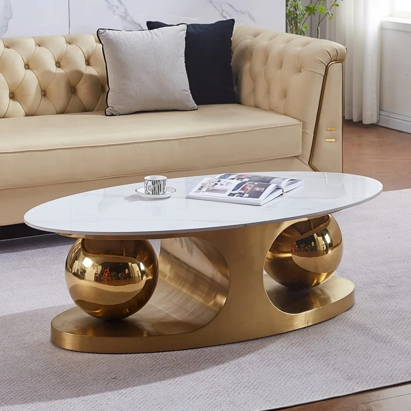 European rock slab coffee table living room household small apartment simple modern tea table high-end sense