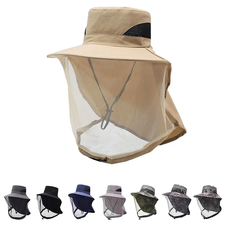Summer Insect Proof Cap Mosquito Hat For Women Men Face Neck Protection Bucket Hat Outdoor Jungle Farm Fishing Sun Hat