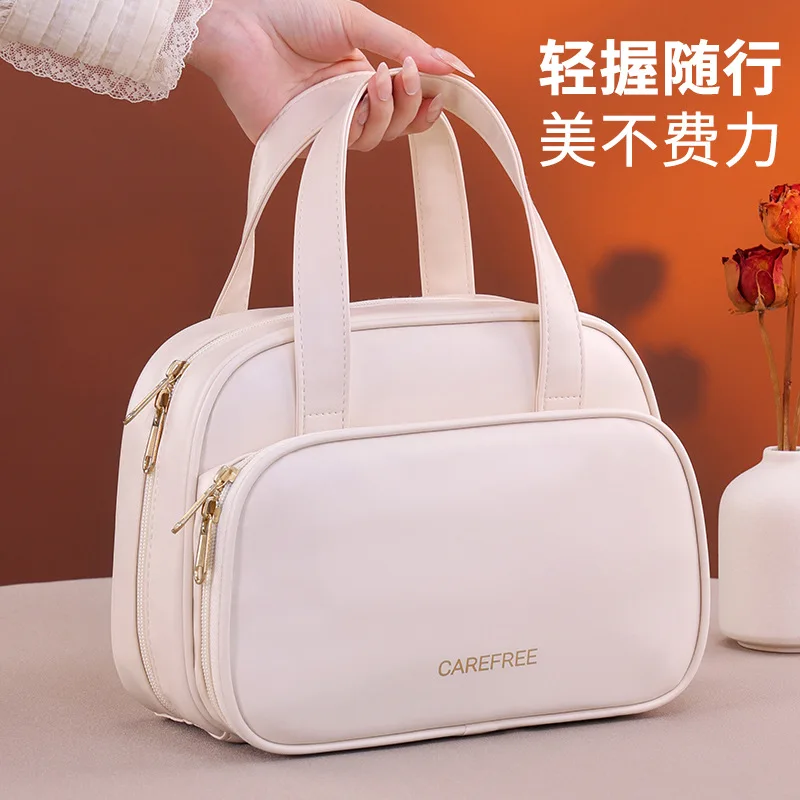 حقيبة مكياج متعددة الطبقات مقاومة للماء من جلد البولي يوريثان، فرشاة مكياج محمولة للسفر وحقيبة تخزين أدوات الزينة #2