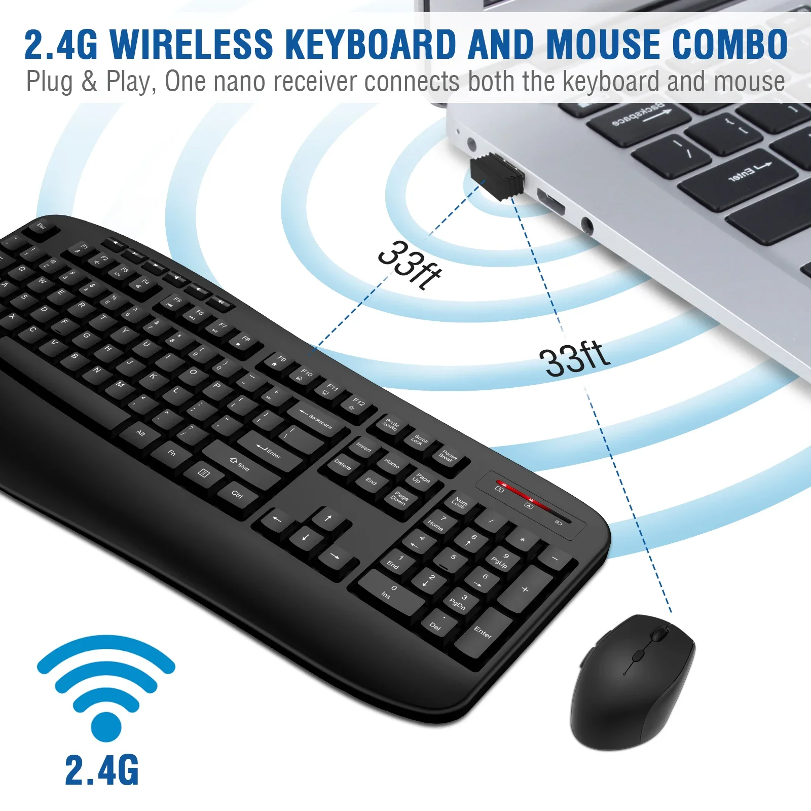 Imagem -06 - Conjunto de Teclado e Mouse sem Fio Russo Ergonômico Compacto Mk345 Combo 2.4g Apto para pc Laptop