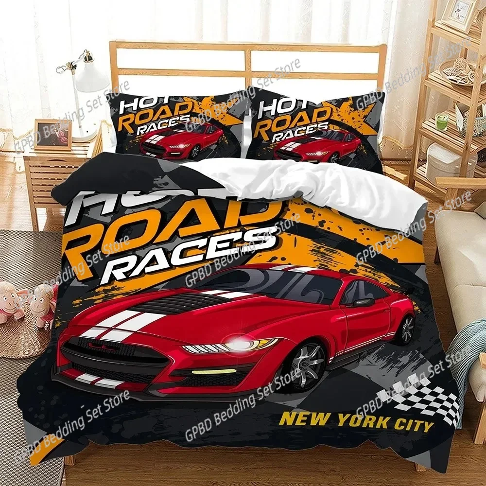 

Vehicles Racing Cars Motorcycle Bedding Set Single Twin Double Queen King Cal King Size Bed Linen Set
