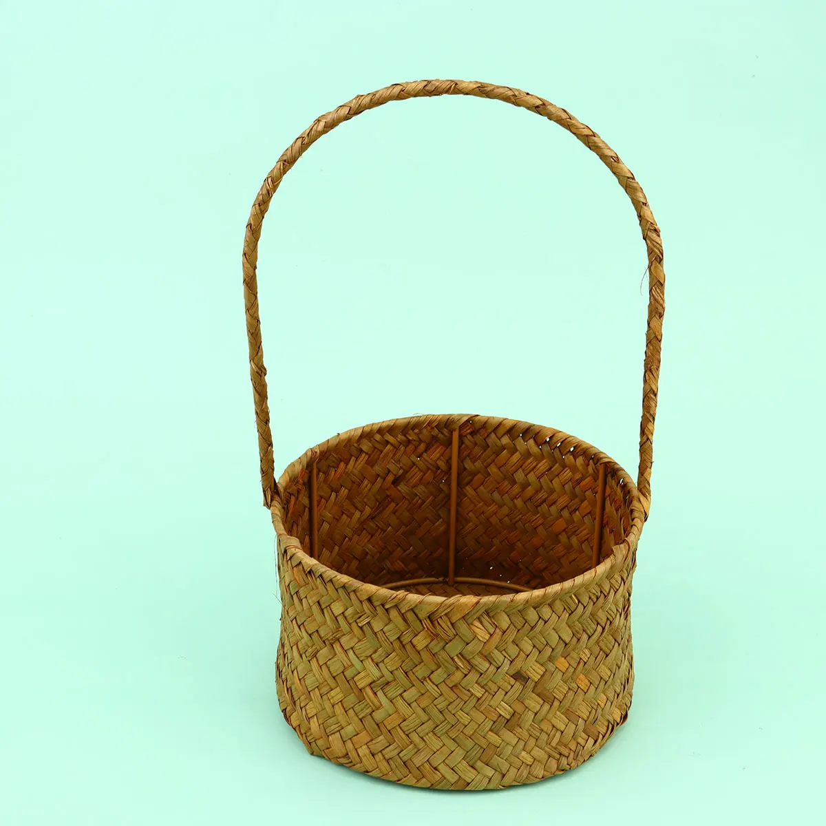 

3pcs Seagrass Baskets Natural Basket With Handle Straw Storage Handles for Home Bedroom Living Room Decor