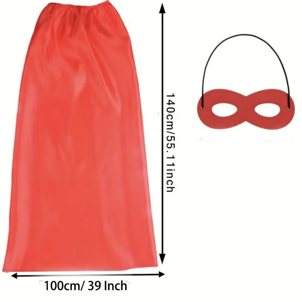 2Pcs/Set Solid Color Adult Superhero Cape with Eye Mask Long Cape Dress Up Halloween Superhero Cloak Reusable Includes Eye Mask view 6