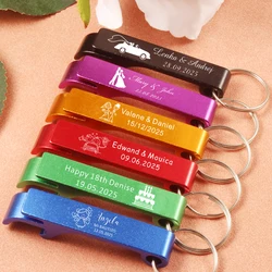 10/20/50/100Pcs Personalized Name Date Bottle Opener Key Chain Engraved Wedding Favors Custom Brewery Hotel Restaurant Logo Gift