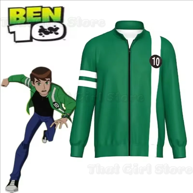 Anime Ben10 Alien Force Ben Tennyson Cosplay Unisex Sweatshirt Jacke Hoodies Reißverschluss Mantel Freizeituniformen Halloween Outfits