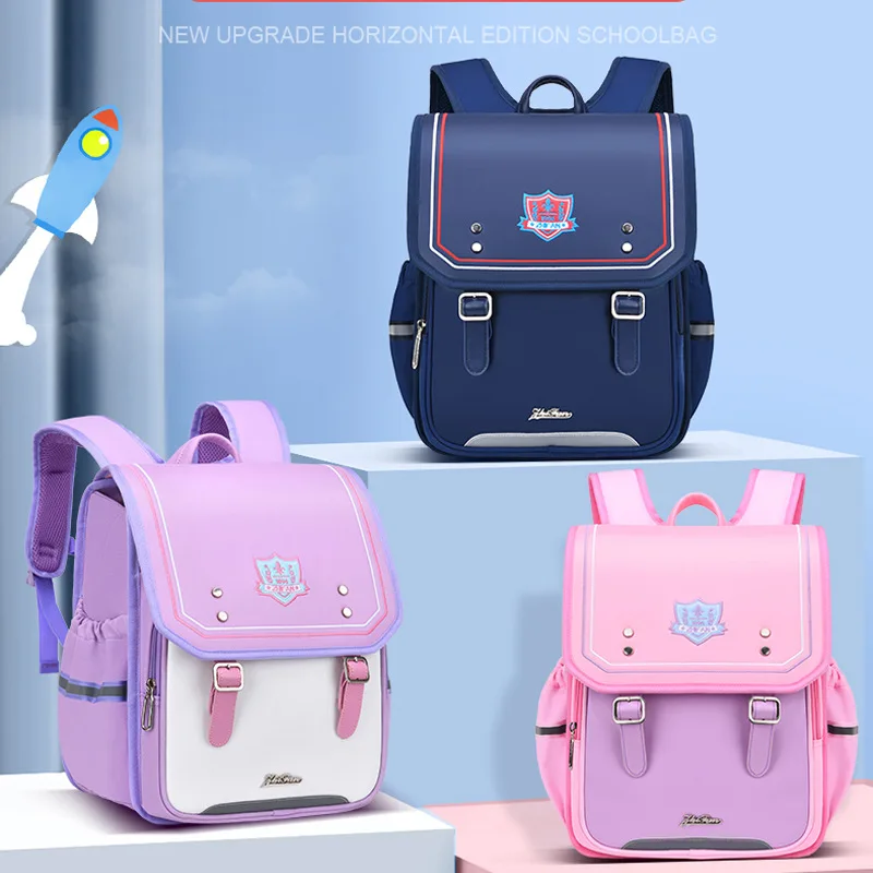 Orthopedic Kids School-bag Japanese Randoseru Large Capacity Light School Backpack For Girls Waterproof PU Baby Mochila Infantil