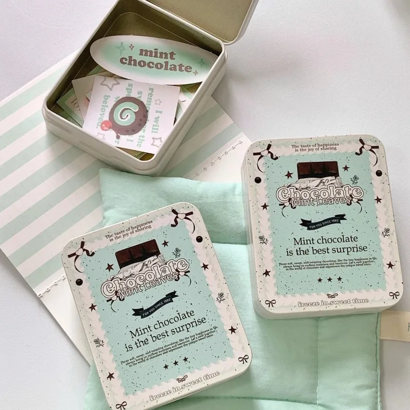 Retro Mint Green Color Desktop Organizer Sweet American Chocolate Photocard Case Fashion Hair Clip Candy Storage Box Kids Gift