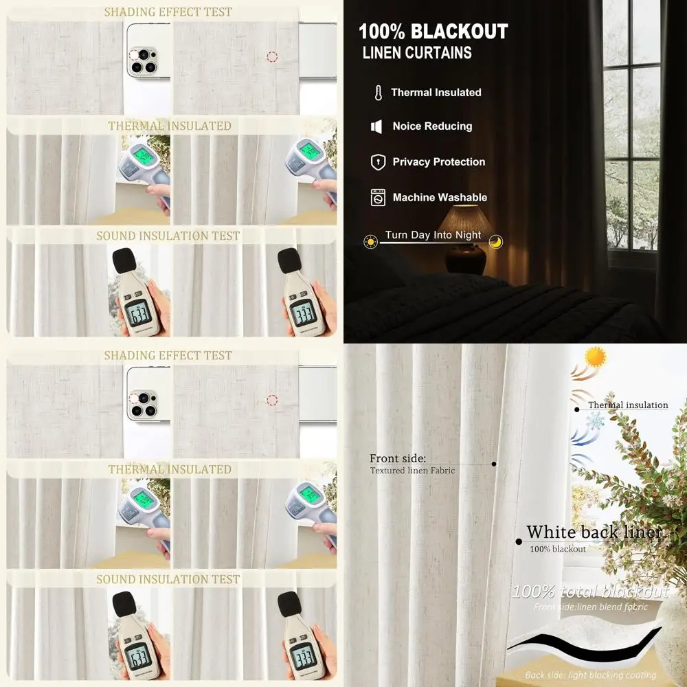 

108 Inch Pinch Pleated Thermal Insulated Blackout Curtains, 2-Panel Set for Living Room/Bedroom, Room Darkening, Natural