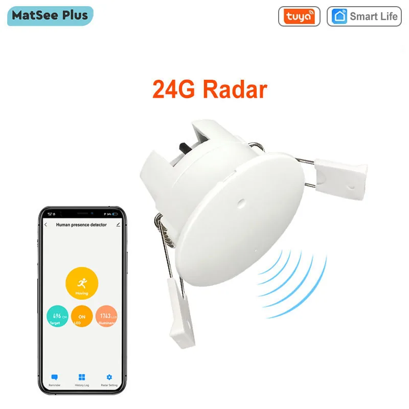 Tuya Smart Life Zigbee/WiFi มิลลิเมตร Wave 24GHz เรดาร์มนุษย์ Presence Detector Motion Sensor ความสว่างระยะทางเครื่องตรวจจับ AC