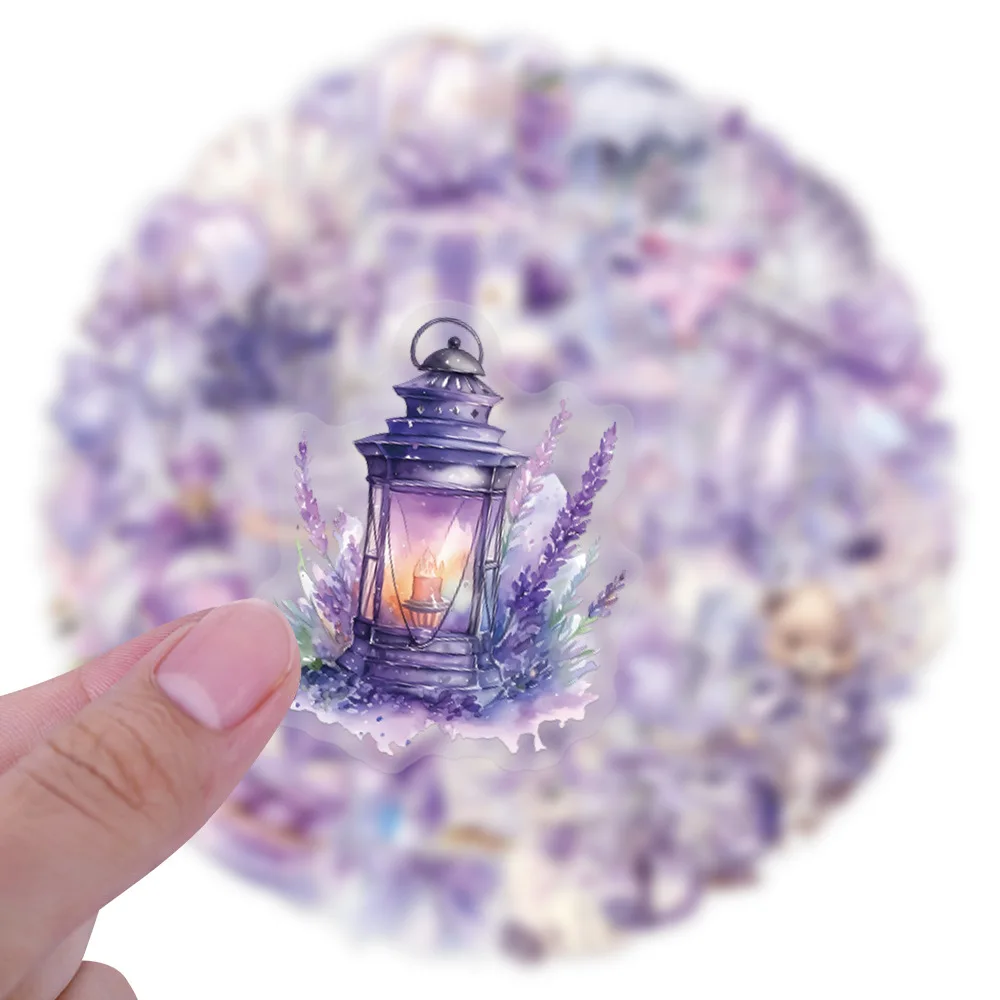 10/60PCS New Purple Transparent Stickers Dreamlike Decoration Coquette Graffiti DIY Toys Laptop Guitar Car Bike Cartoon Decals