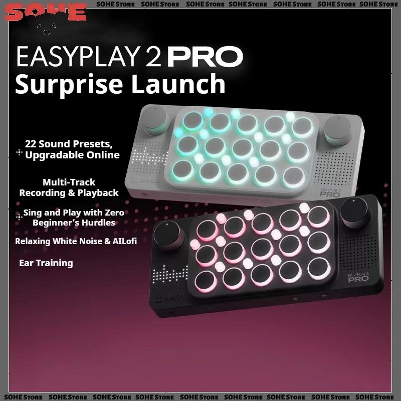 EASYPLAY 2 PRO Pocket Music Keyboard, Portable MIDI Controller Electronic Arranger Keyboard Built-in Speaker For Music & Game