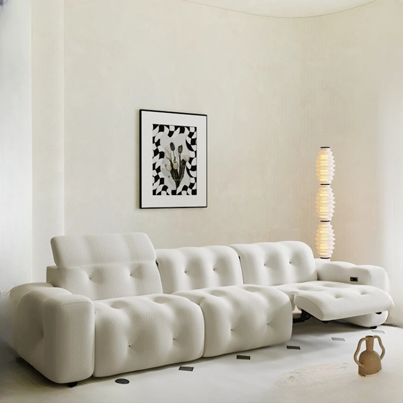 

Cream wind electric fabric sofa living room Italian retro Roachburg bubble