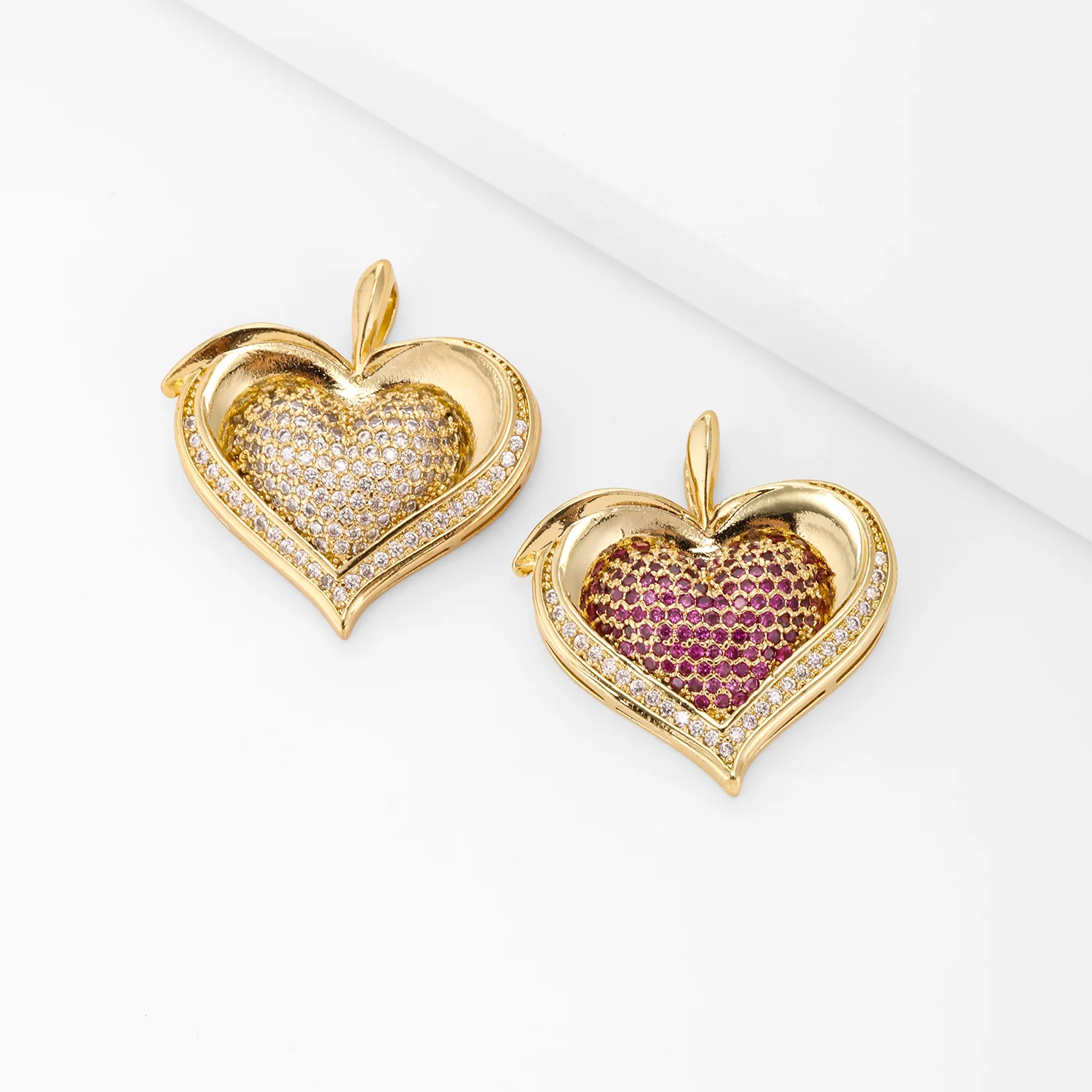 Exquisite Rose Red/White Color Heart Shaped Special Designs Pendant Copper Jewerly Dinner Party Show For Women Gifts Wholesale