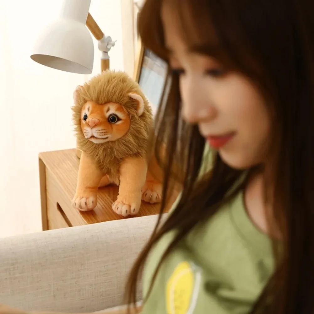 Forest Animal Simulation Male Lion Plush Toys Soft Lion Lifelike Male Lion Stuffed Dolls 23/28cm Plush Doll