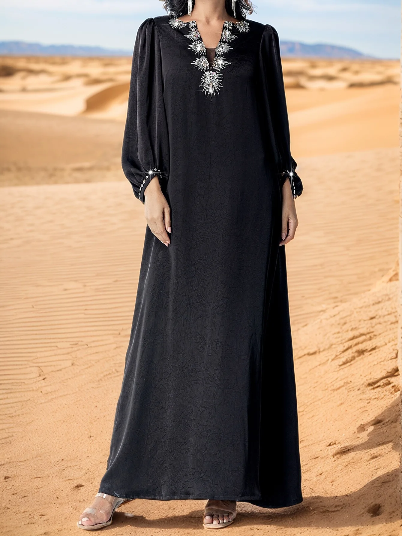 

Eid Ramadan Dubai Abaya Diamonds Muslim Dress Kaftan Maxi Dress Abayas Fashion Luxury Women Marocain Femme Islamic Turkey Gown