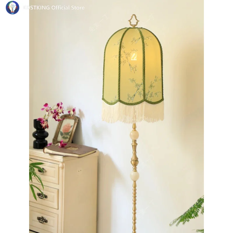 Chinese Classical Vintage Lantern Floor Lamp LED E27 Fabric Art Decorative Stand Lights Living Room Restaurant Teahouse Study