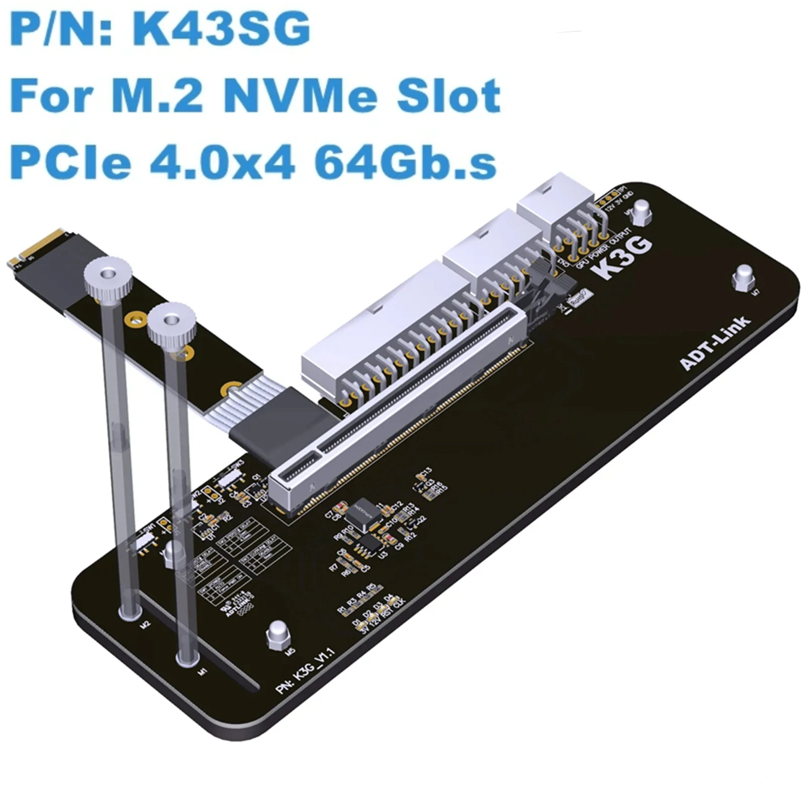 

New K43SG 4.0 Laptop M.2 NVMe M Key to PCIe 4.0 x16 Connector 64Gbps PCI-e 16X to M.2 NVMe eGPU Adapter NUC/ITX/STX/Notebook PC