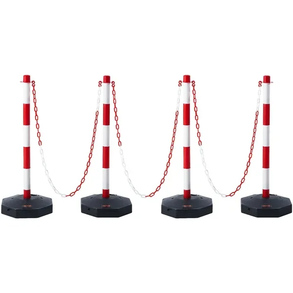 

Регулируемые стойки для деликатесов дорожного движения, 4 шт., красный и белый, цепь 8 футов, для парковки, дороги, строительной безопасности